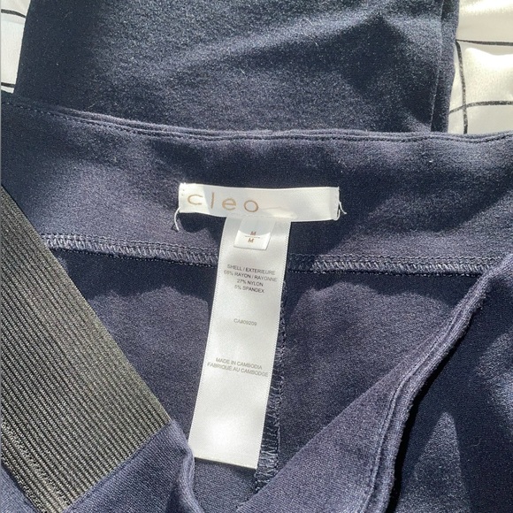 Navy Blue Cleo Pants with Elastic Waistband - Picture 6 of 7